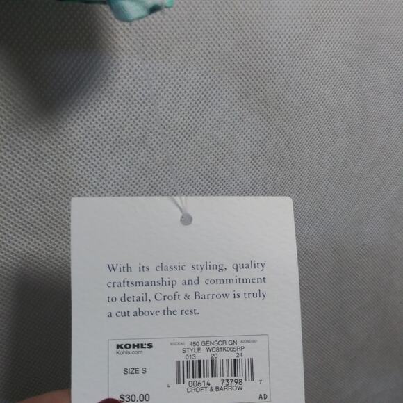 Croft And Barrow Surplice Neck Green Geometric Print Stretchy Top Size Small - Picture 5 of 7